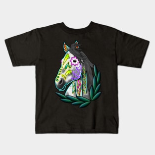 Day of the Dead Grey Appaloosa Sugar Skull Horse Kids T-Shirt